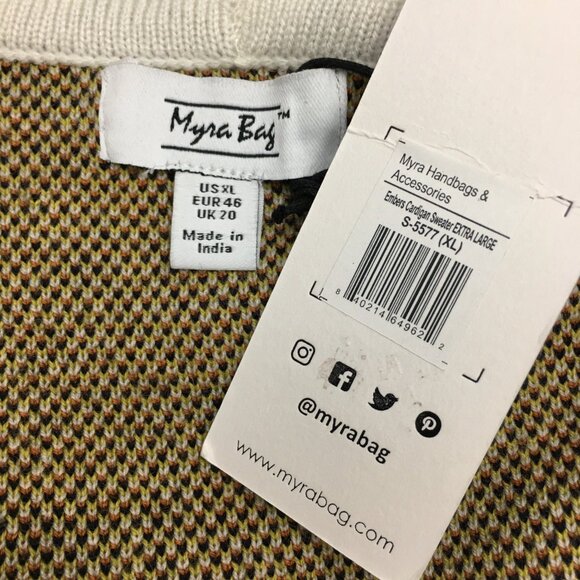 NEW Myra Bags Aztec Print Cardigan Sweater Western Orange Brown Hem Fringe XL - Picture 3 of 8